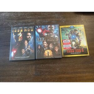 Iron Man Trilogy DVD Blu-ray Bundle Marvel MCU Movies 1 2 3 Robert Downey Jr